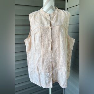 Talbots Linen Sleeveless Button Up Shirt Sz 20 W